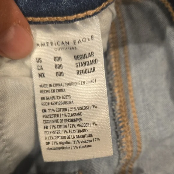 American Eagle Outfitters Light Blue Distressed Wide Leg Jeans - Picture 3 of 6